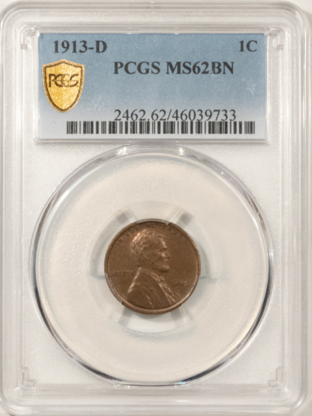 Lincoln Cents (Wheat) 1913-D LINCOLN CENT – PCGS MS-62 BN