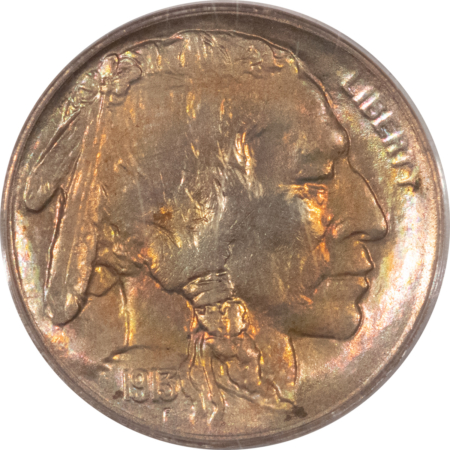 Buffalo Nickels 1913-S BUFFALO NICKEL TYPE 2 – PCGS MS-64, KEY-DATE, PRETTY & GEMMY LOOKING!