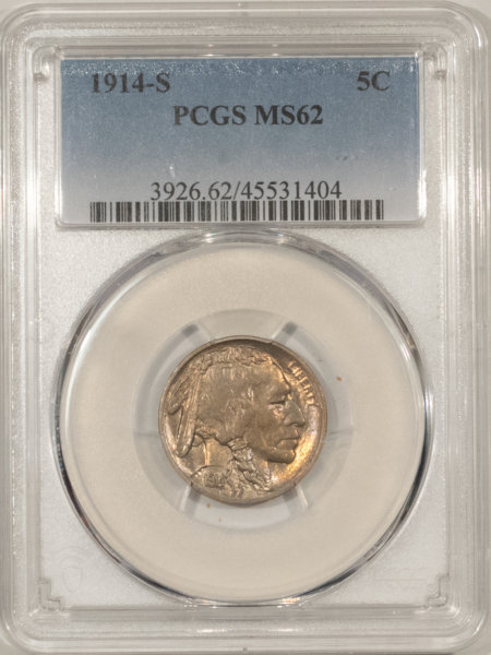 Buffalo Nickels 1914-S BUFFALO NICKEL – PCGS MS-62, PREMIUM QUALITY!