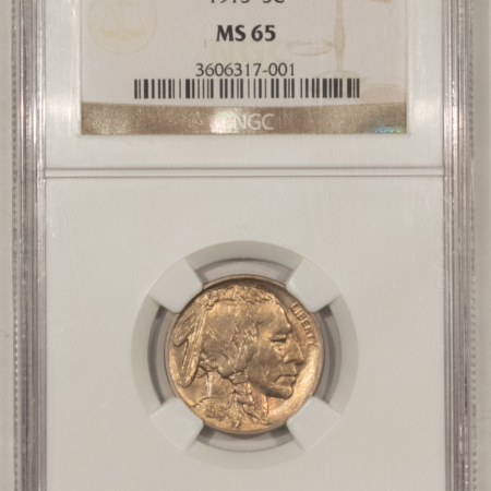 Buffalo Nickels 1915 BUFFALO NICKEL – NGC MS-65, ATTRACTIVE ORIGINAL GEM!