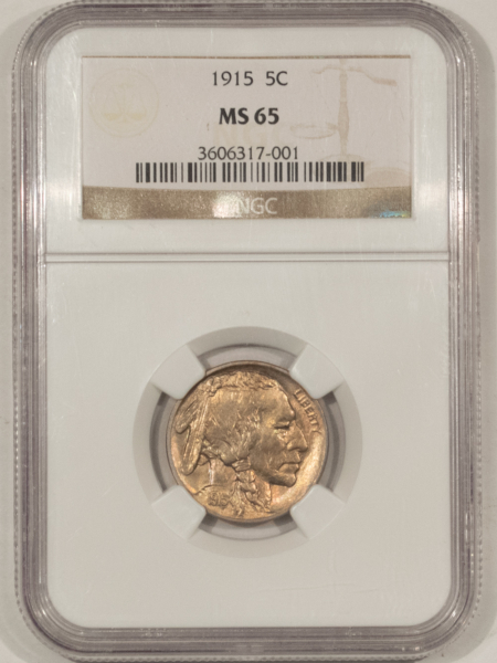Buffalo Nickels 1915 BUFFALO NICKEL – NGC MS-65, ATTRACTIVE ORIGINAL GEM!