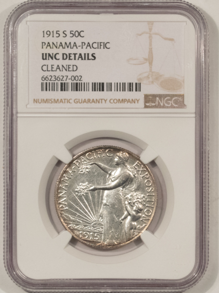 Early Commems 1915-S PAN-PAC COMMEMORATIVE HALF DOLLAR NGC UNC DET BUT PRETTY! LIGHTLY CLEANED