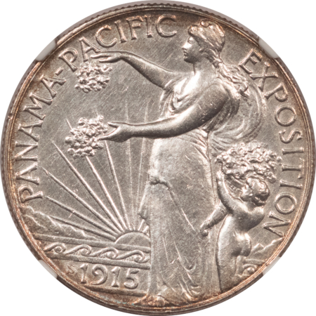 Early Commems 1915-S PAN-PAC COMMEMORATIVE HALF DOLLAR NGC UNC DET BUT PRETTY! LIGHTLY CLEANED