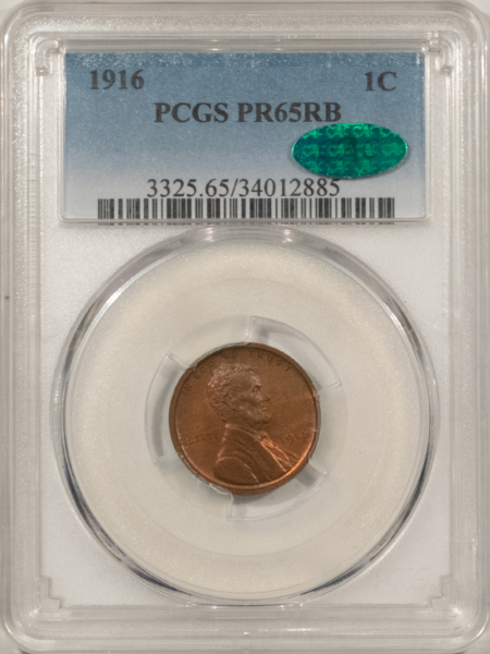 CAC Approved Coins 1916 MATTE PROOF LINCOLN CENT, PCGS PR-65RB, CAC; LOW-MINTAGE & SCARCE, PQ, KEY!