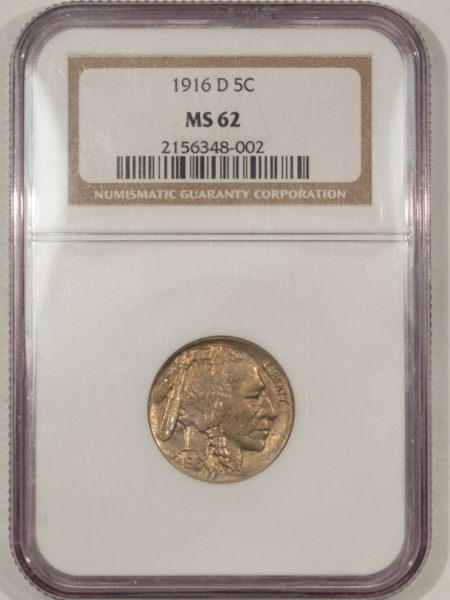 Buffalo Nickels 1916-D BUFFALO NICKEL – NGC MS-62