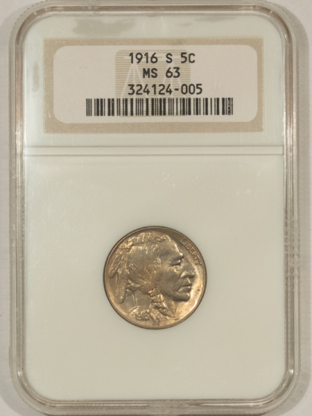 Buffalo Nickels 1916-S BUFFALO NICKEL – NGC MS-63 LUSTROUS & CHOICE!