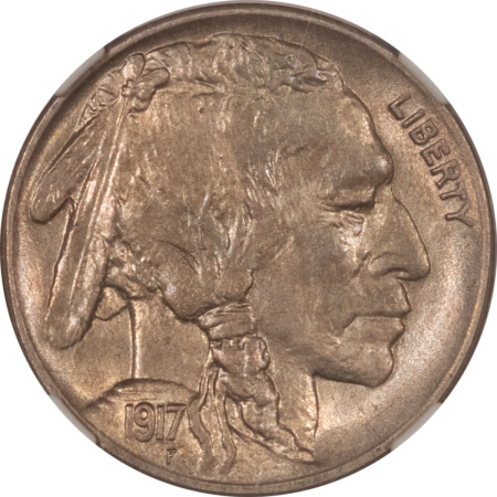 Buffalo Nickels 1917 BUFFALO NICKEL – NGC MS-64, NICE ORIGINAL, WELL-STRUCK