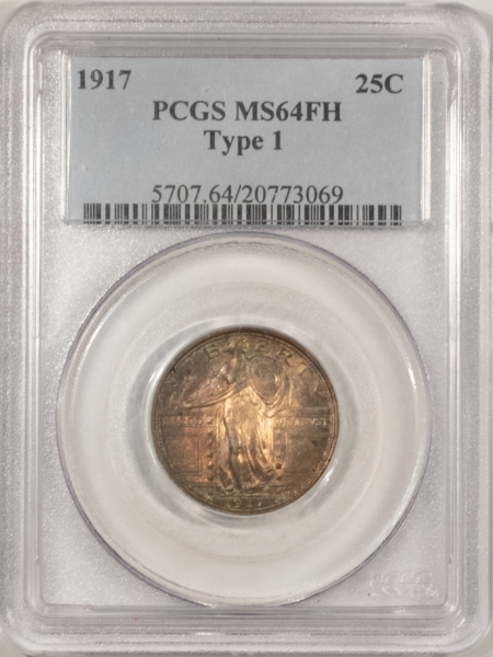 New Certified Coins 1917 STANDING LIBERTY QUARTER, TYPE 1 – PCGS MS-64 FH, PRETTY & PREMIUM QUALITY!
