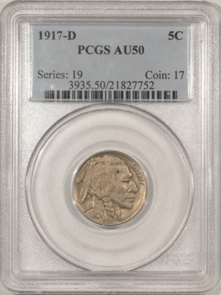 Buffalo Nickels 1917-D BUFFALO NICKEL – PCGS AU-50