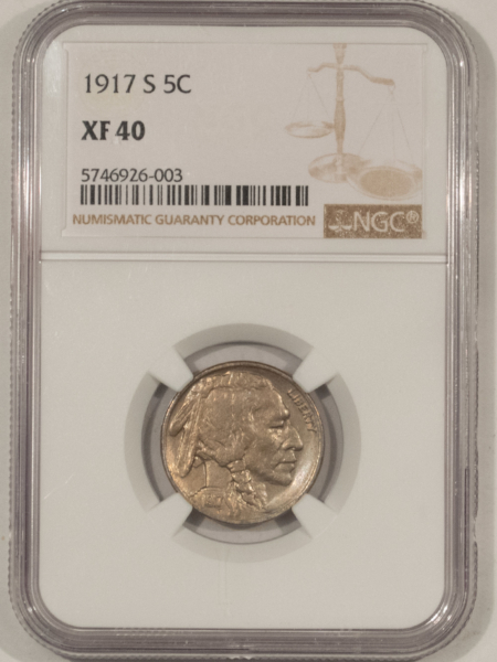 Buffalo Nickels 1917-S BUFFALO NICKEL – NGC XF-40, WELL STRUCK & NICE!