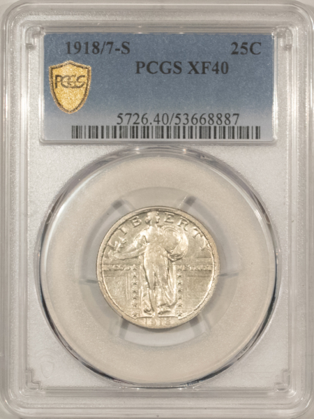 New Certified Coins 1918/7-S STANDING LIBERTY QUARTER – PCGS XF-40, PREMIUM QUALITY KEY WITH LUSTER!