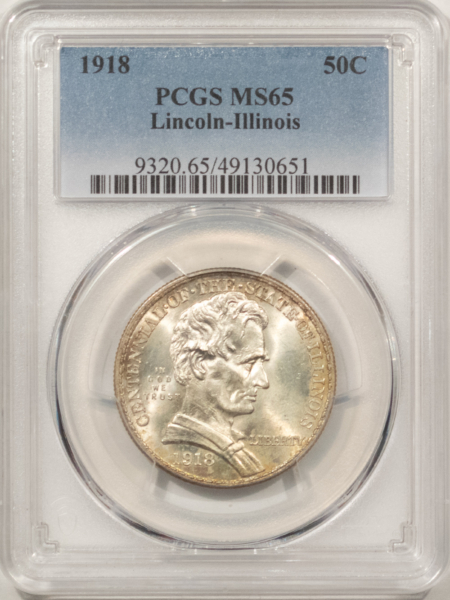 Early Commems 1918 LINCOLN-ILLINOIS COMEMMORATIVE HALF DOLLAR, PCGS MS-65 ORIGINAL FLASHY GEM!