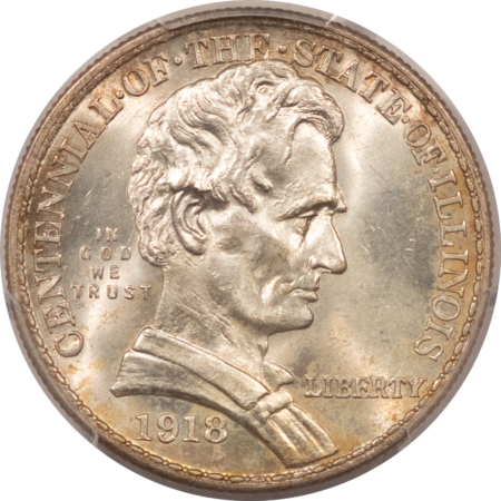 Early Commems 1918 LINCOLN-ILLINOIS COMEMMORATIVE HALF DOLLAR, PCGS MS-65 ORIGINAL FLASHY GEM!