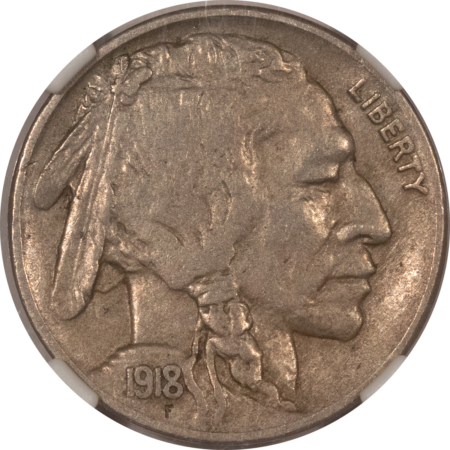 Buffalo Nickels 1918-D BUFFALO NICKEL – NGC XF-40, NICE CRISP HORN
