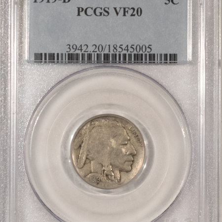 Buffalo Nickels 1919-D BUFFALO NICKEL – PCGS VF-20