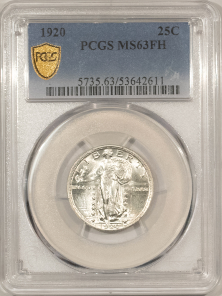 New Certified Coins 1920 STANDING LIBERTY QUARTER – PCGS MS-63 FH, BLAZING WHITE & PREMIUM QUALITY!