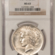 Dollars 1924 $1 PEACE DOLLAR – NGC MINT ERROR AU-55, REVERSE STRUCK THRU, NEAT ERROR!