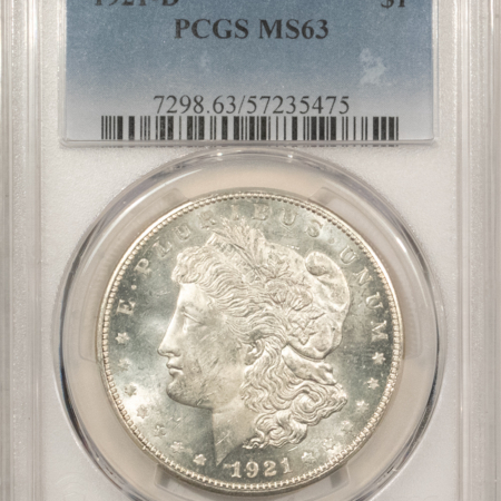 Dollars 1921-D $1 MORGAN DOLLAR – PCGS MS-63, FLASHY!