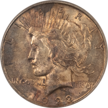 Dollars 1922 $1 PEACE DOLLAR, VAM-1F FIELD BREAK – PCGS AU-58! NEAT VARIETY! TOP 50!