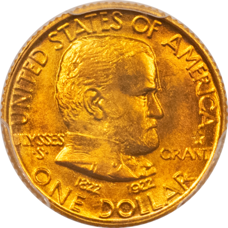 Early Commems 1922 $1 GRANT, STAR GOLD COMMEMORATIVE DOLLAR – PCGS MS-66, PQ & GORGEOUS!