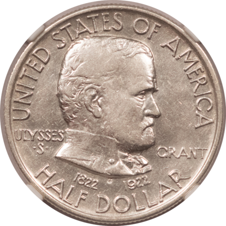 Early Commems 1922 GRANT COMMEMORATIVE HALF DOLLAR – NGC AU-53, WHITE!