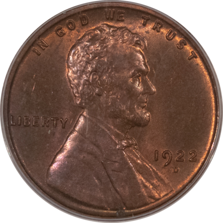 Lincoln Cents (Wheat) 1922-D LINCOLN CENT – PCGS MS-64 RB, ATTRACTIVE POPULAR DATE