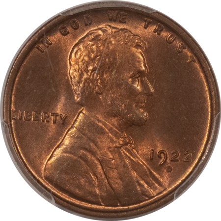 Lincoln Cents (Wheat) 1922-D LINCOLN CENT – PCGS MS-64 RD TOUGH, POPULAR DATE, RED!