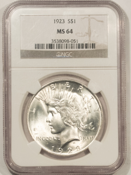 Dollars 1923 $1 PEACE DOLLAR – NGC MS-64, A BLAZER!