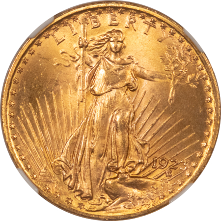 $20 1923 $20 ST GAUDENS GOLD DOUBLE EAGLE – NGC MS-64, LUSTROUS! BETTER DATE!