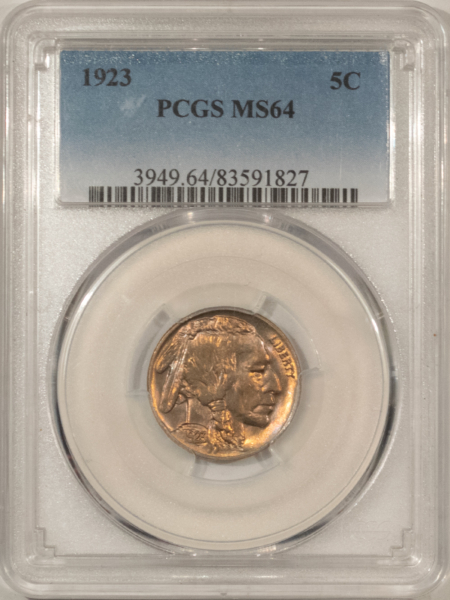 Buffalo Nickels 1923 BUFFALO NICKEL – PCGS MS-64, PREMIUM QUALITY!
