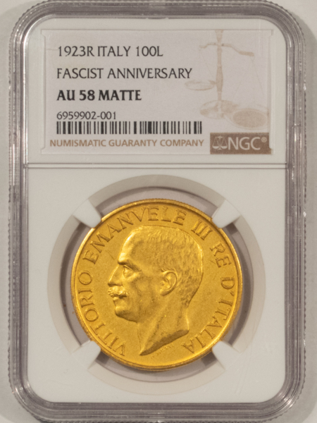 New Store Items 1923R ITALY 100 LIRE FASCIST ANNIVERSARY KM#65 NGC AU58 MATTE LOW MINTAGE SCARCE
