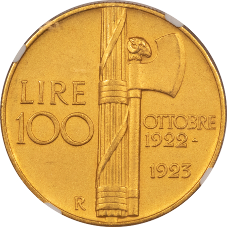 New Store Items 1923R ITALY 100 LIRE FASCIST ANNIVERSARY KM#65 NGC AU58 MATTE LOW MINTAGE SCARCE
