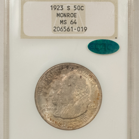 CAC Approved Coins 1923-S MONROE COMMEMORATIVE HALF DOLLAR – NGC MS-64, FATTY, PQ & CAC APPROVED!
