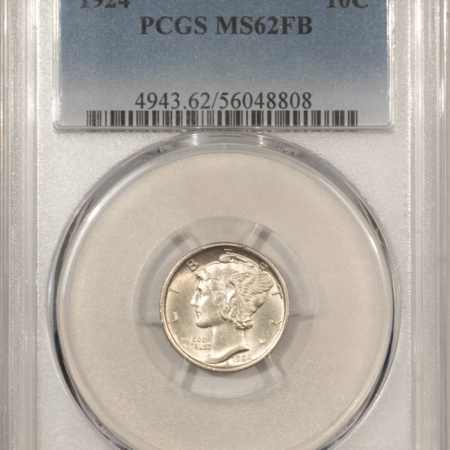 Dimes 1924 MERCURY DIME – PCGS MS-62 FB, BLAST WHITE, SHARP STRIKE!