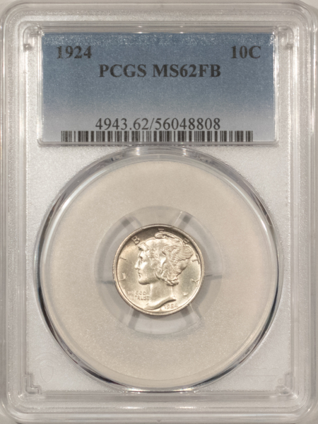 Dimes 1924 MERCURY DIME – PCGS MS-62 FB, BLAST WHITE, SHARP STRIKE!