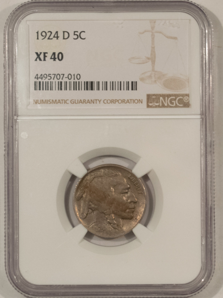 Buffalo Nickels 1924-D BUFFALO NICKEL – NGC XF-40
