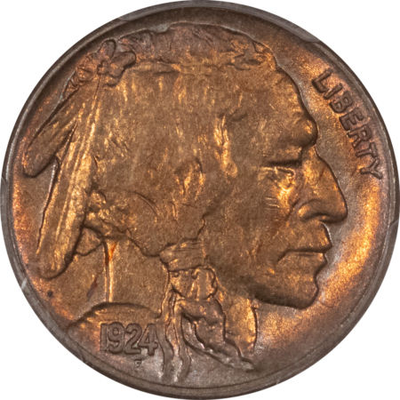 Buffalo Nickels 1924-S BUFFALO NICKEL – PCGS MS-62, LOOKS 64! PREMIUM QUALITY++, CAC APPROVED!