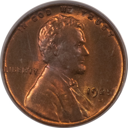CAC Approved Coins 1925-D LINCOLN CENT – PCGS MS-65 RB, PREMIUM QUALITY GEM! TOUGH! CAC APPROVED!