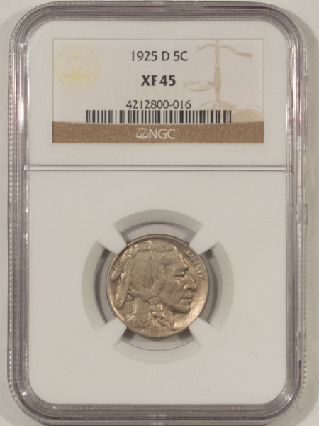 Buffalo Nickels 1925-D BUFFALO NICKEL – NGC XF-45