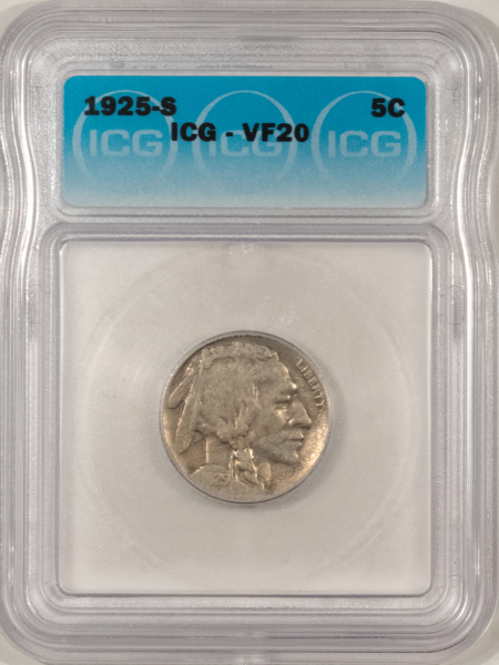 Buffalo Nickels 1925-S BUFFALO NICKEL – ICG VF-20