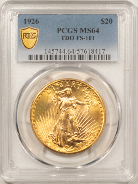 $20 1926 $20 ST GAUDENS GOLD DOUBLE EAGLE, TRIPLE DIE OBVERSE, TDO FS-101 PCGS MS-64