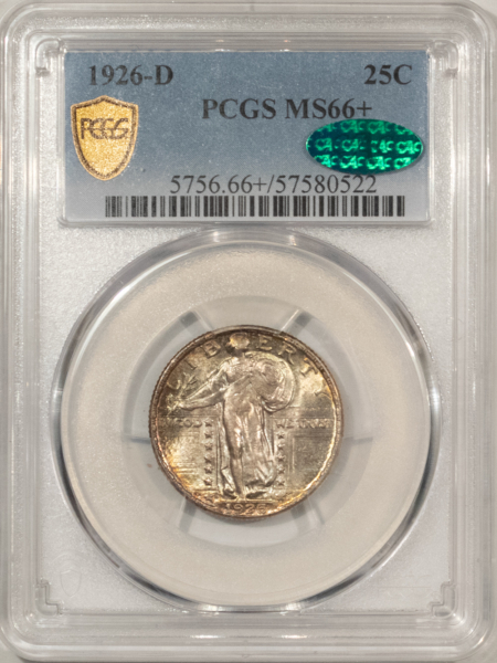 CAC Approved Coins CONDITIONALLY RARE 1926-D STANDING LIBERTY QUARTER, PCGS MS-66+ CAC-POP1/1 FINER