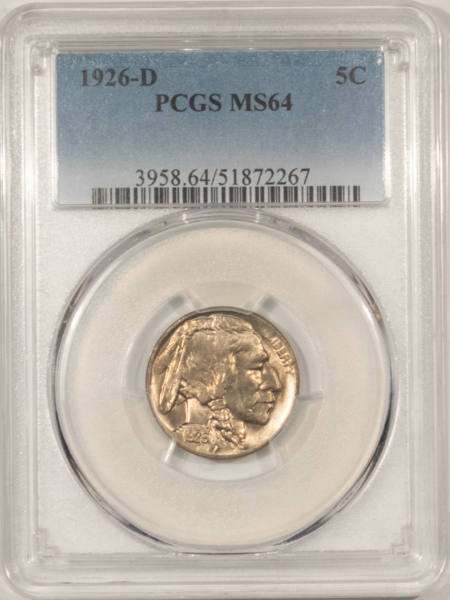 Buffalo Nickels 1926-D BUFFALO NICKEL – PCGS MS-64, BETTER DATE!
