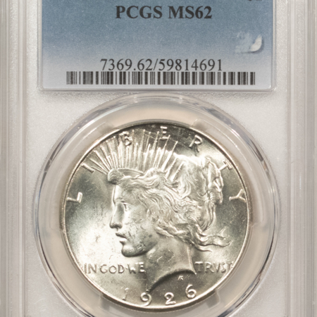 Dollars 1926-S $1 PEACE DOLLAR – PCGS MS-62, FLASHY WHITE!