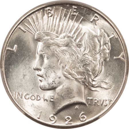 Dollars 1926-S $1 PEACE DOLLAR – PCGS MS-62, FLASHY WHITE!