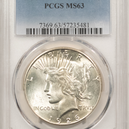 Dollars 1926-S $1 PEACE DOLLAR – PCGS MS-63, FLASHY WHITE!