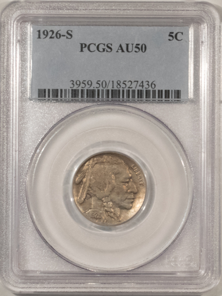 Buffalo Nickels 1926-S BUFFALO NICKEL – PCGS AU-50, FRESH & PREMIUM QUALITY! RARE!