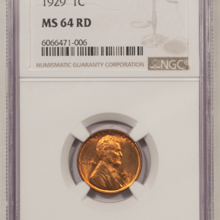 Lincoln Cents (Wheat) 1929 LINCOLN CENT – NGC MS-64 RD, RED AND FIERY!