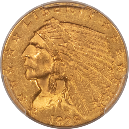 $2.50 1929 $2.50 INDIAN GOLD QUARTER EAGLE – PCGS MS-62, FINAL YEAR!