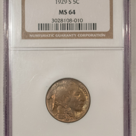 Buffalo Nickels 1929-S BUFFALO NICKEL – NGC MS-64